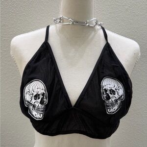 Black Skull Embroidered Bralette